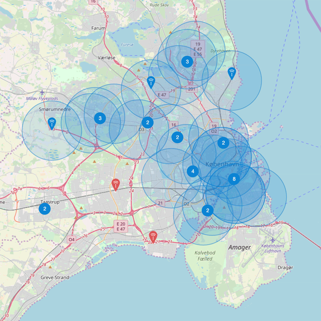 The Things Network map for Copenhagen